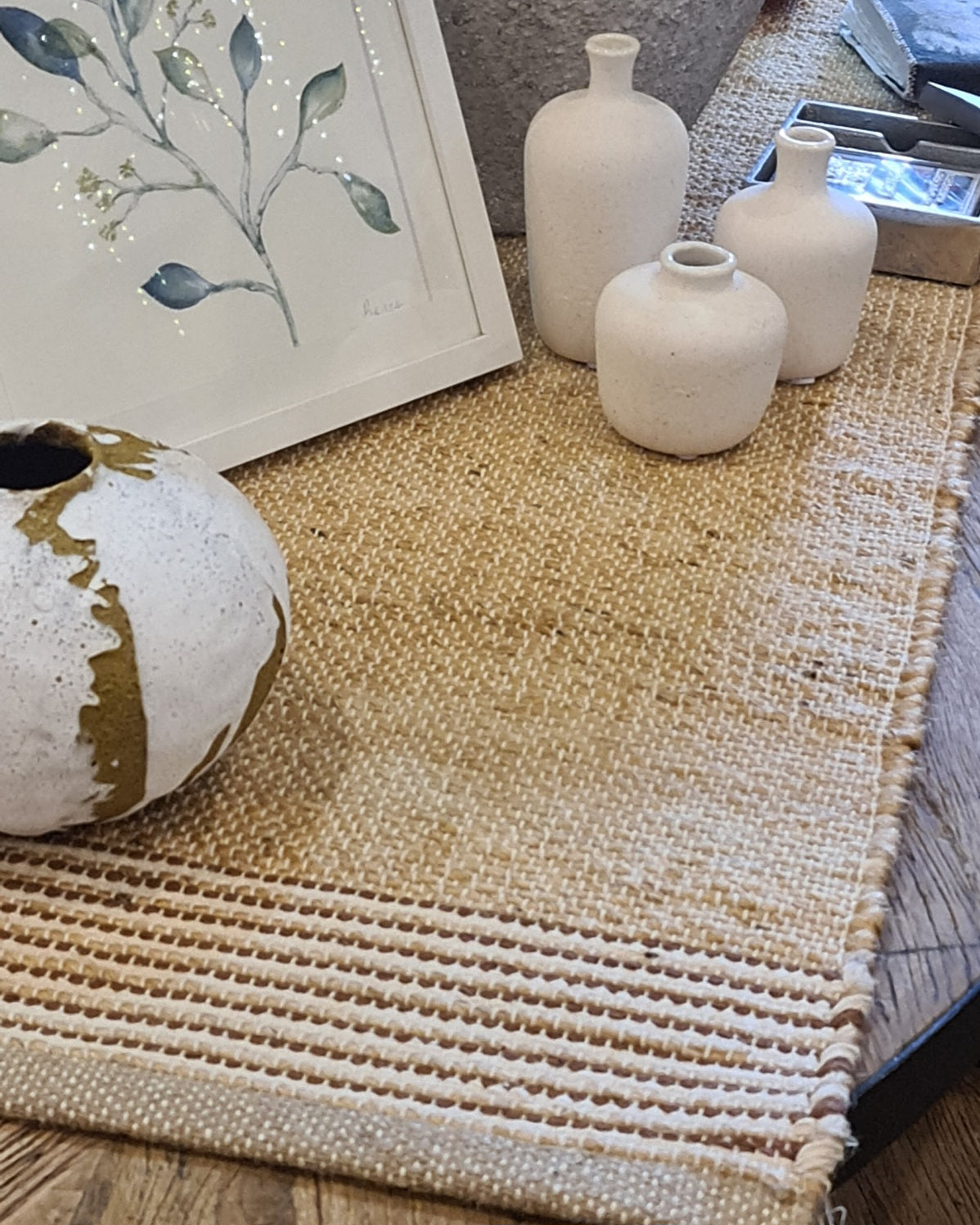 Yanna Table Runner – Jute / Cotton (Natural & Brown)