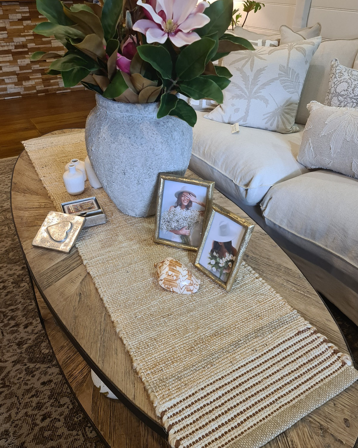 Yanna Table Runner – Jute / Cotton (Natural & Brown)